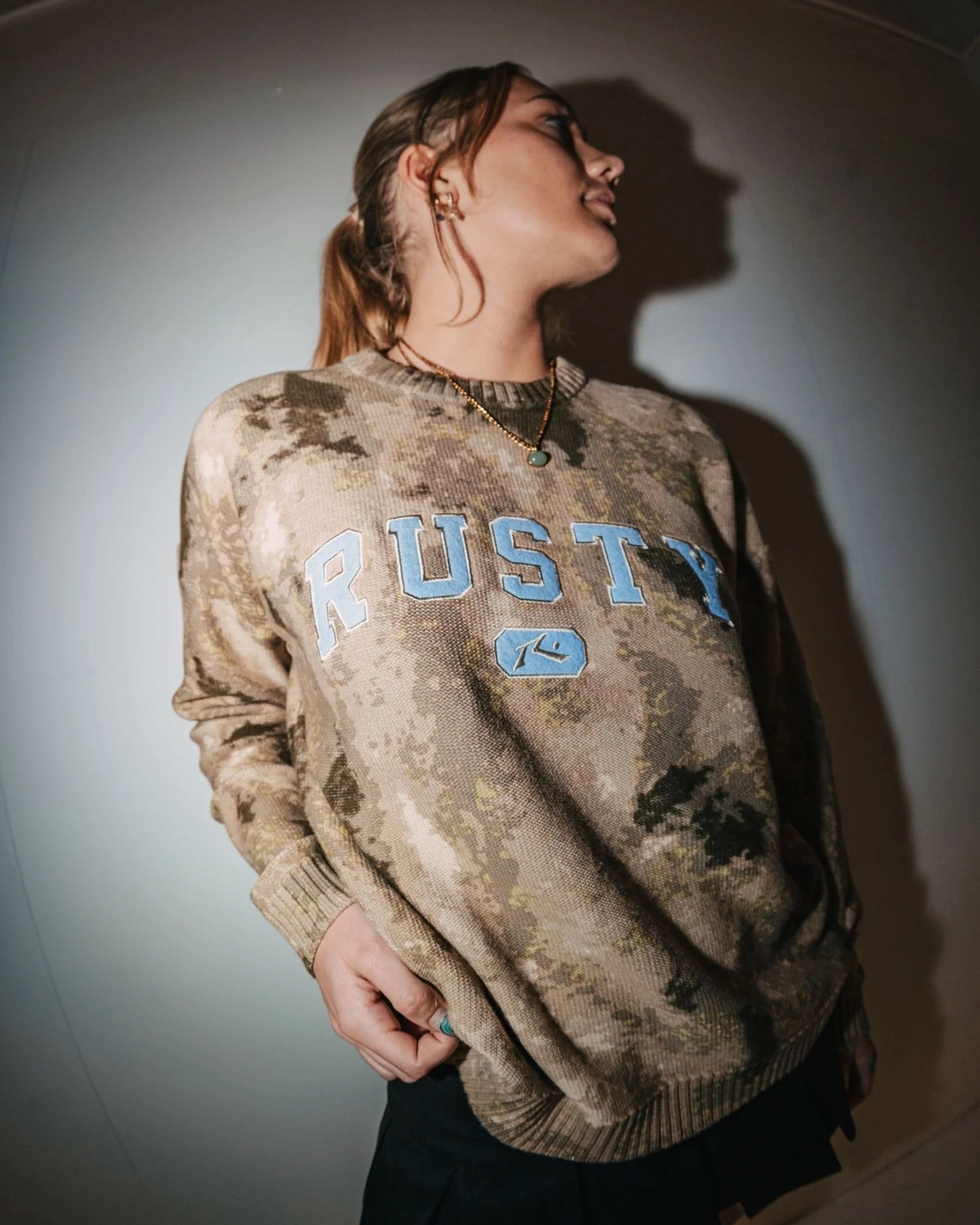 Rusty Camoozy Knitted Crew