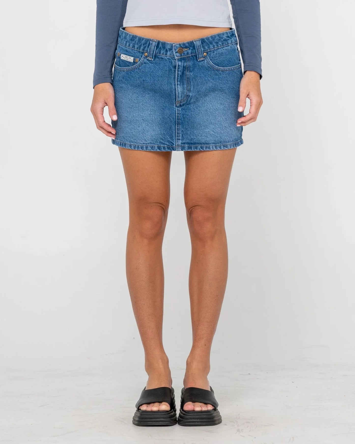 Rusty Mavericks Low Rise Denim Mini Skirt