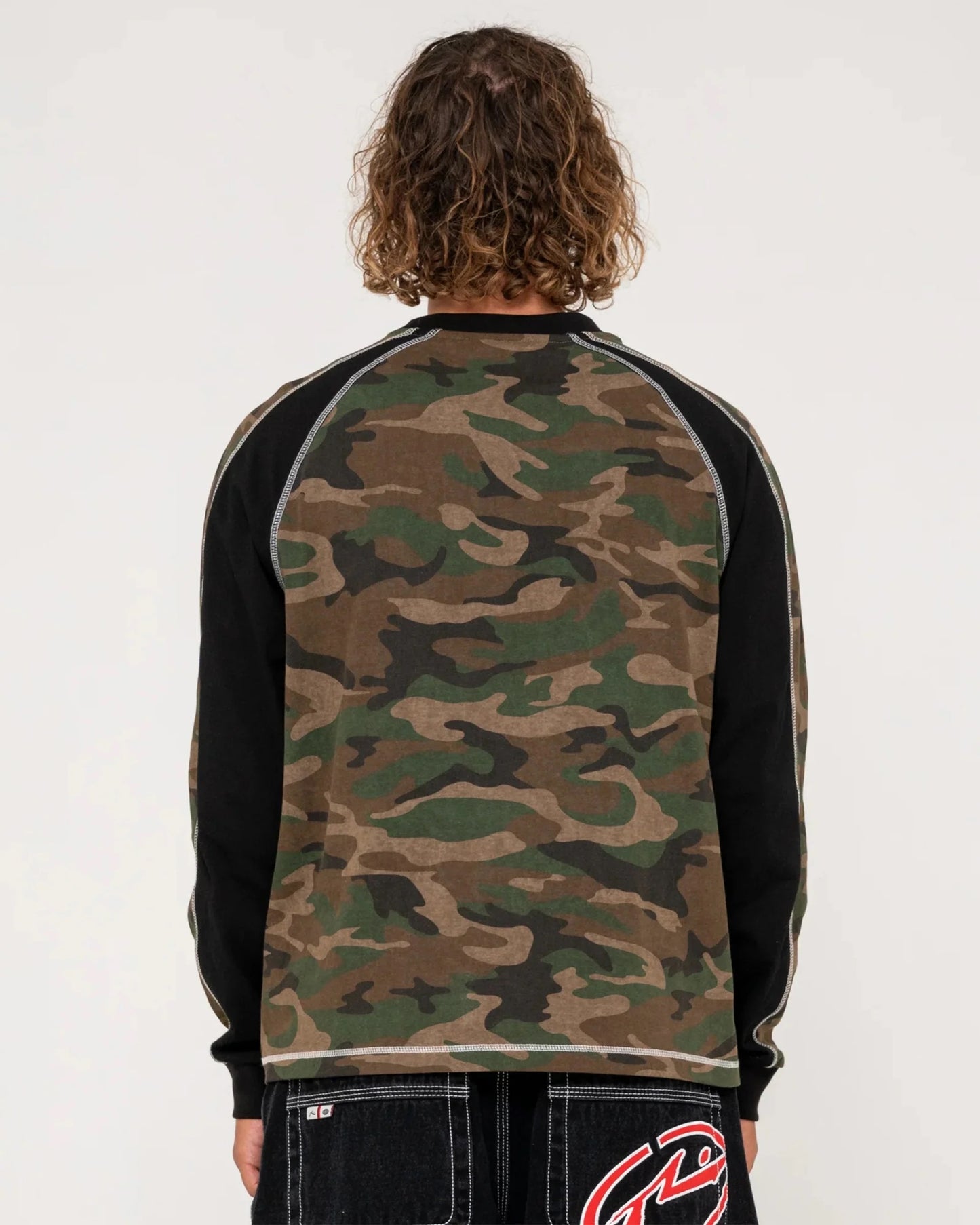 Rusty Woof Raglan Long Sleeve Tee