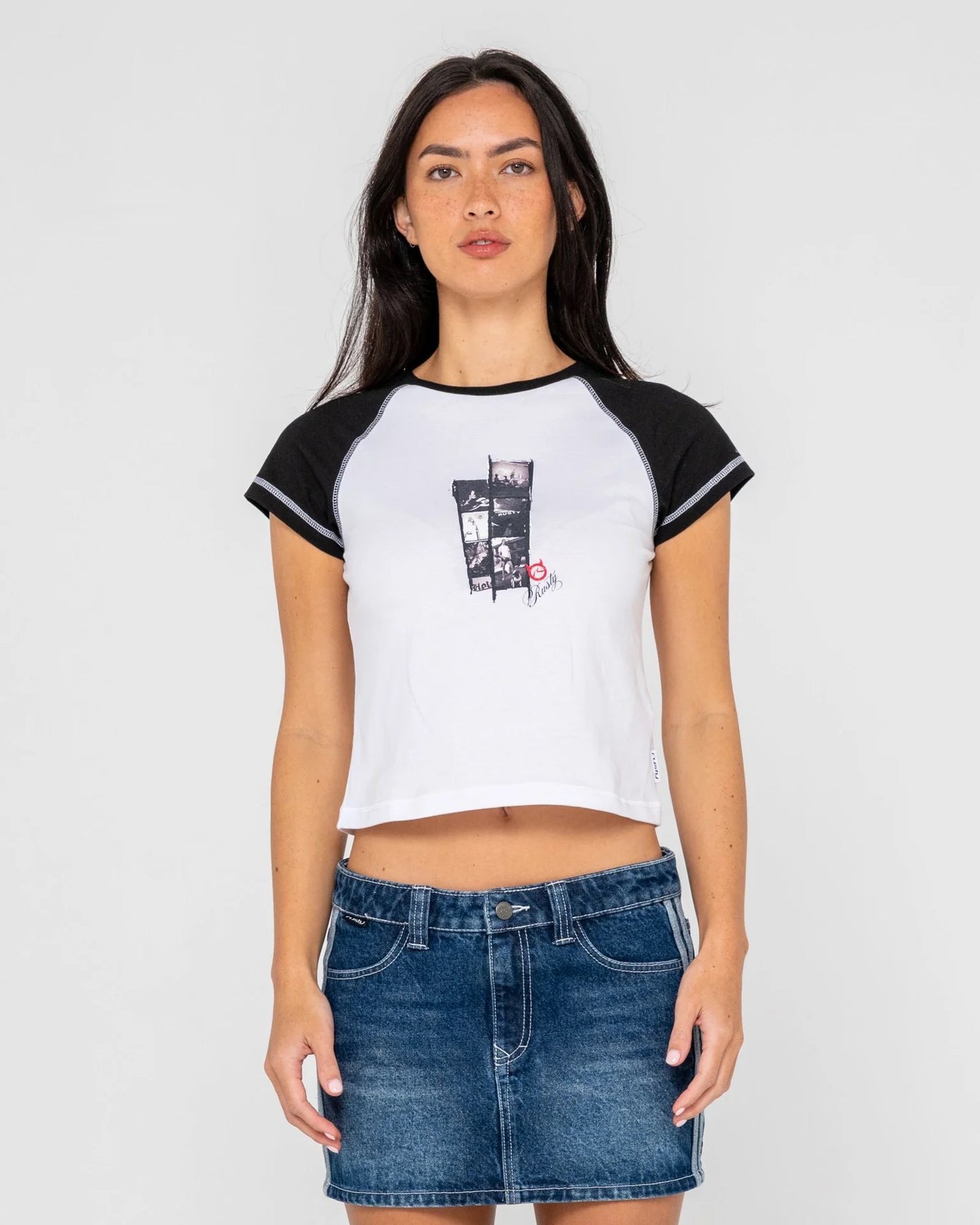 Rusty Roll Out Raglan Cap Sleeve Baby Tee