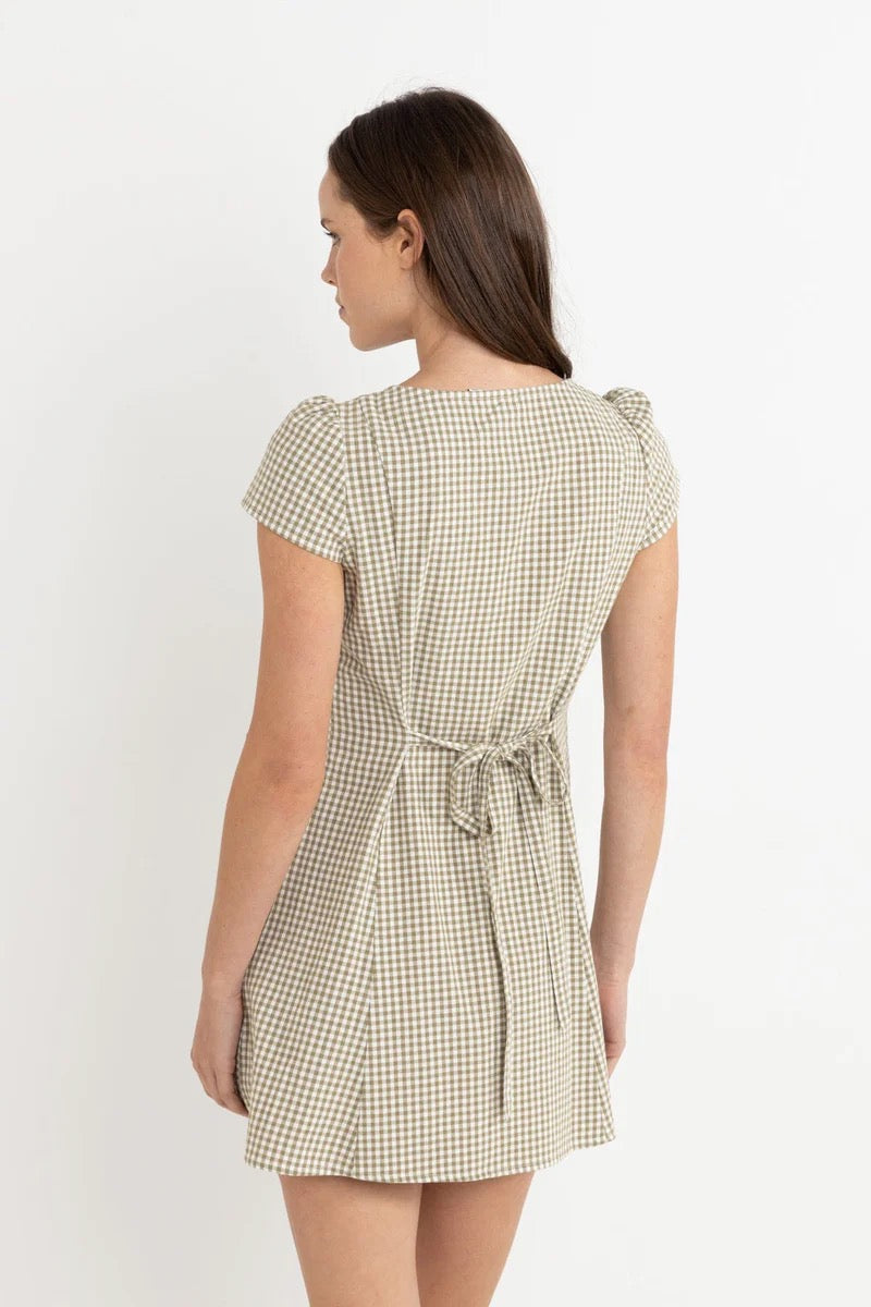 LOLA CHECK CAP SLEEVE MINI DRESS
