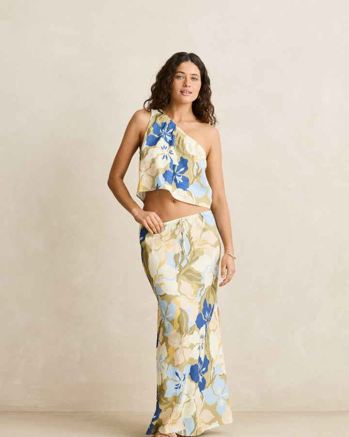 Rhythm Blanca Floral Bias Cut Maxi Skirt