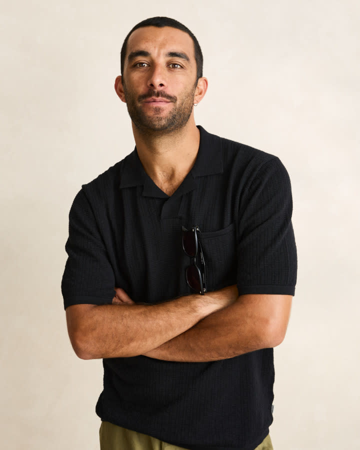 Rhythm Textured Knit Johnny Polo