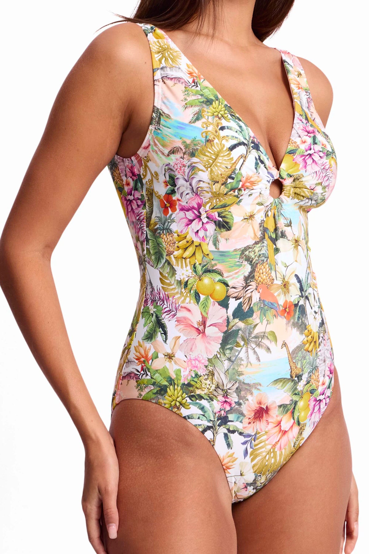 Sunseeker White Lotus Keyhole One Piece
