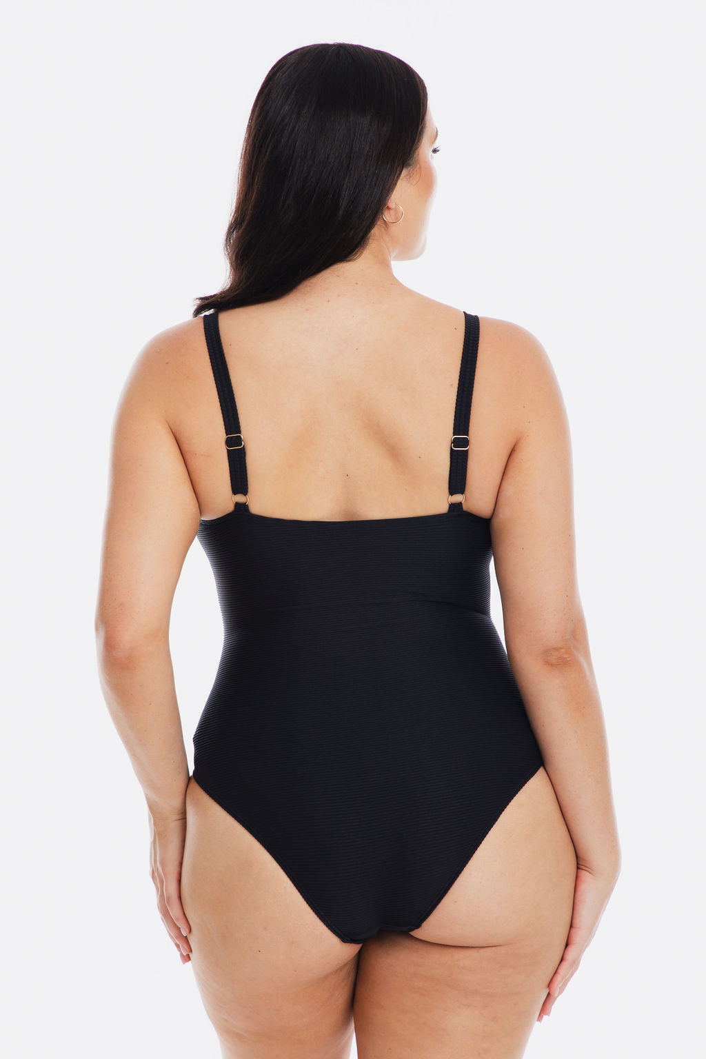 TOGS BLACK RIBBED TEXTURE Scoop Neck