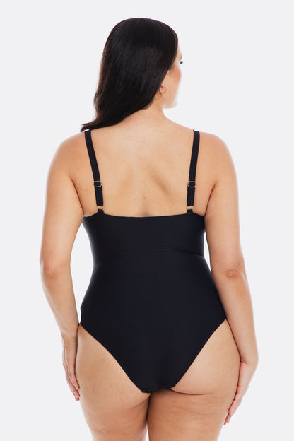 TOGS BLACK RIBBED TEXTURE Scoop Neck