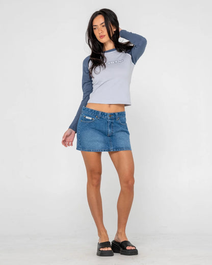 Rusty Mavericks Low Rise Denim Mini Skirt