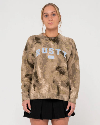 Rusty Camoozy Knitted Crew