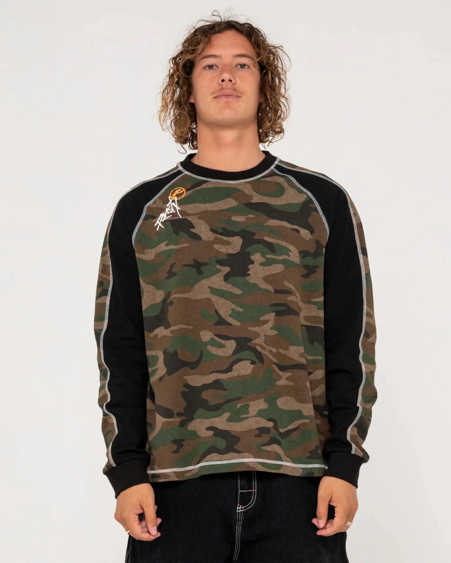 Rusty Woof Raglan Long Sleeve Tee