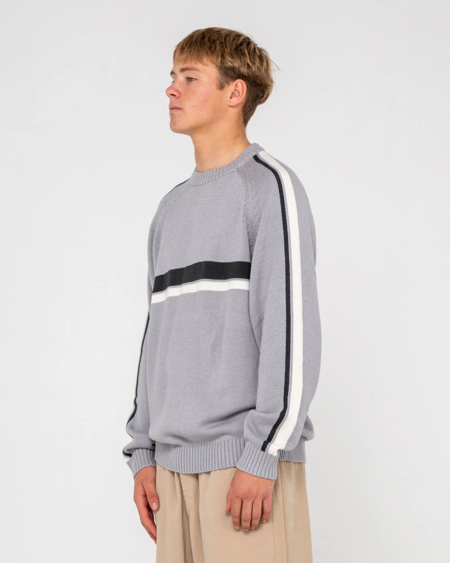 Rusty White Lines 2.0 Knitted Crew