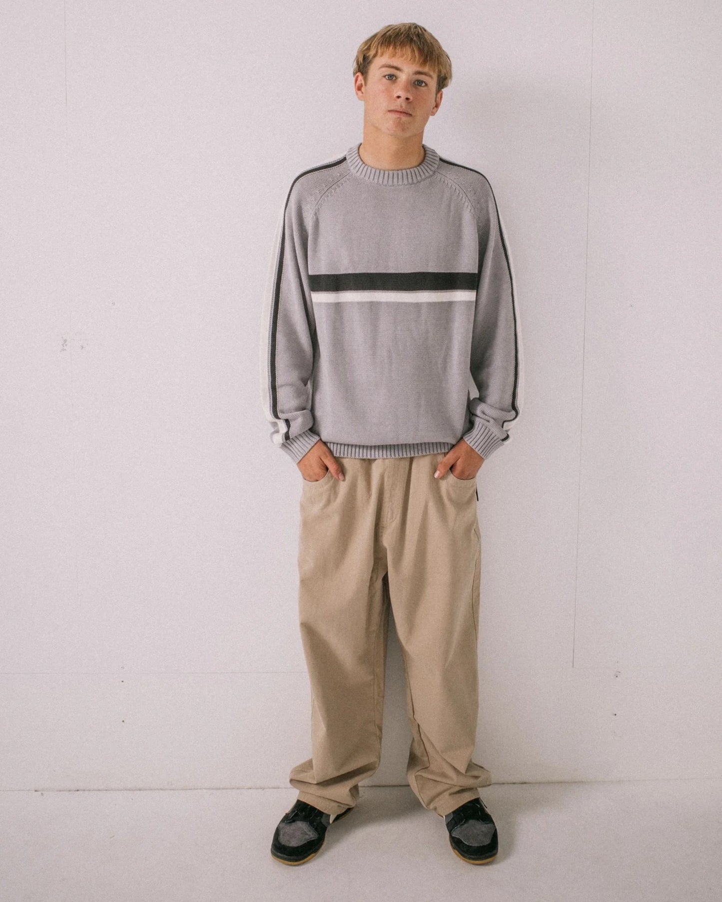 Rusty White Lines 2.0 Knitted Crew