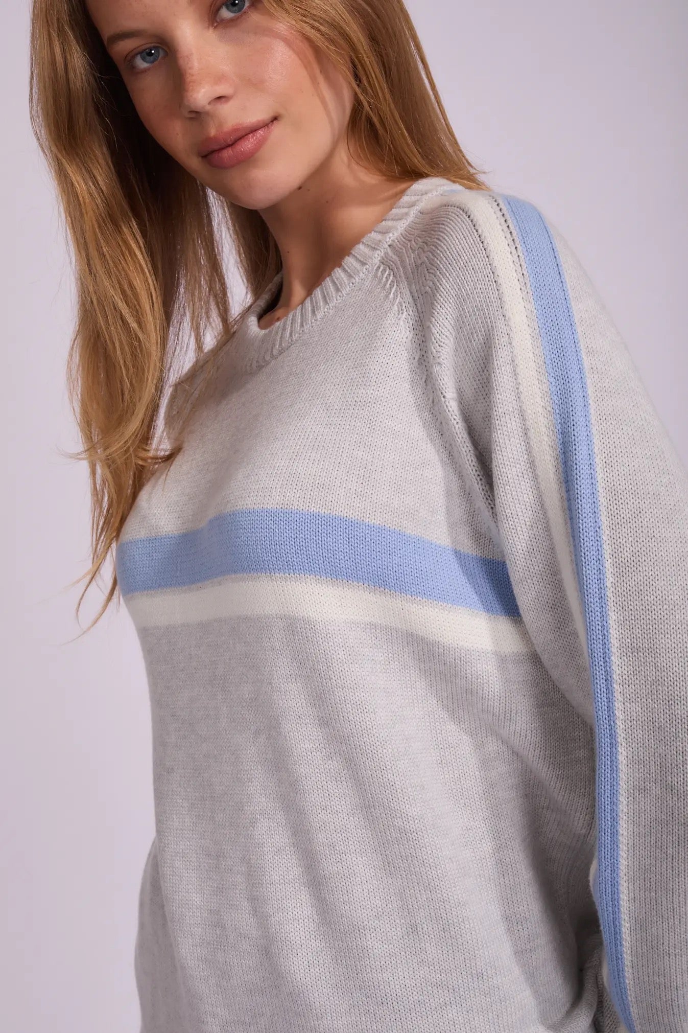 Rusty White Lines Long Sleeve Crew