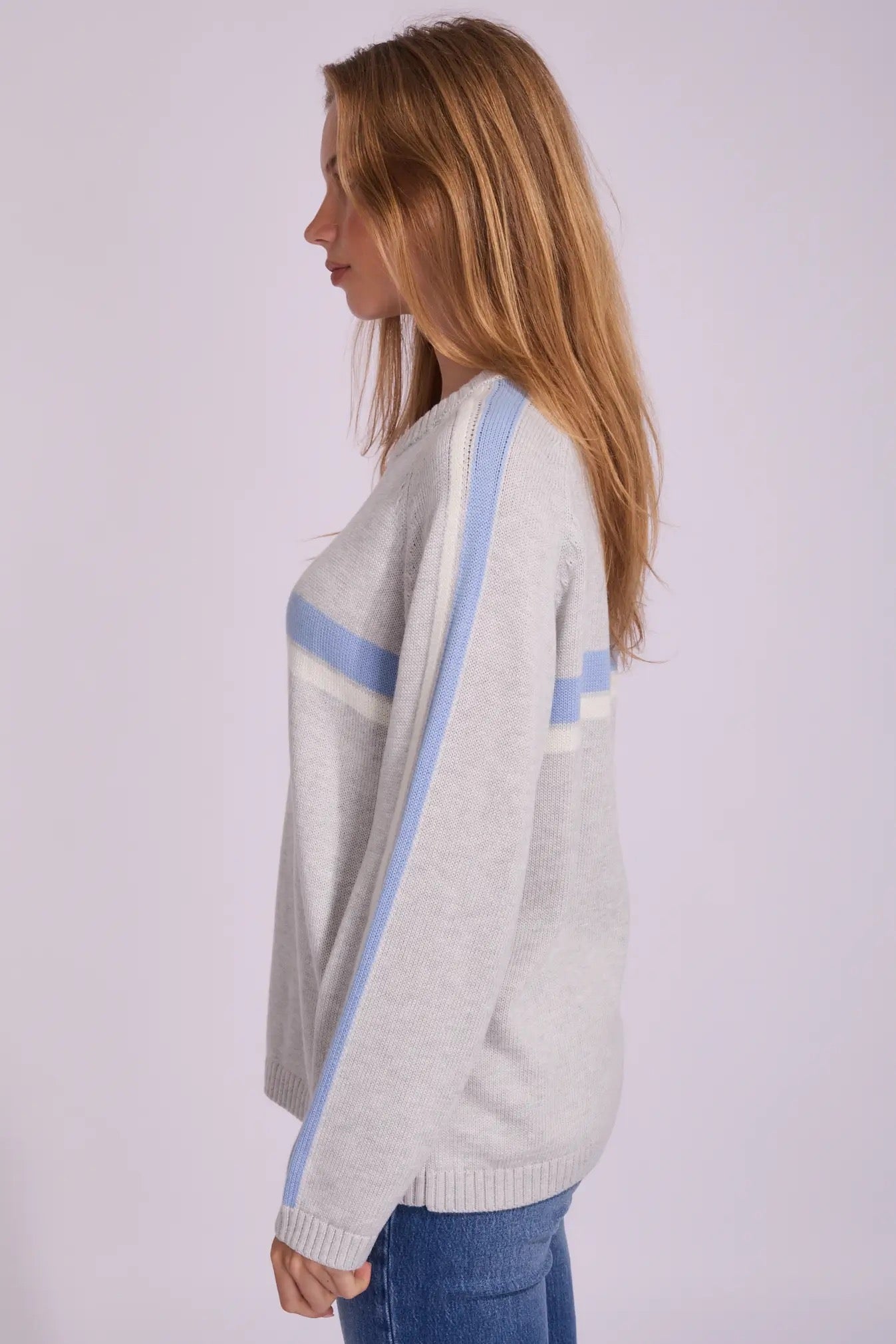 Rusty White Lines Long Sleeve Crew