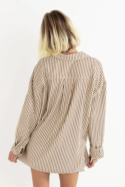 Rhythm COVE STRIPE OVERSIZED LONG SLEEVE SHIRT