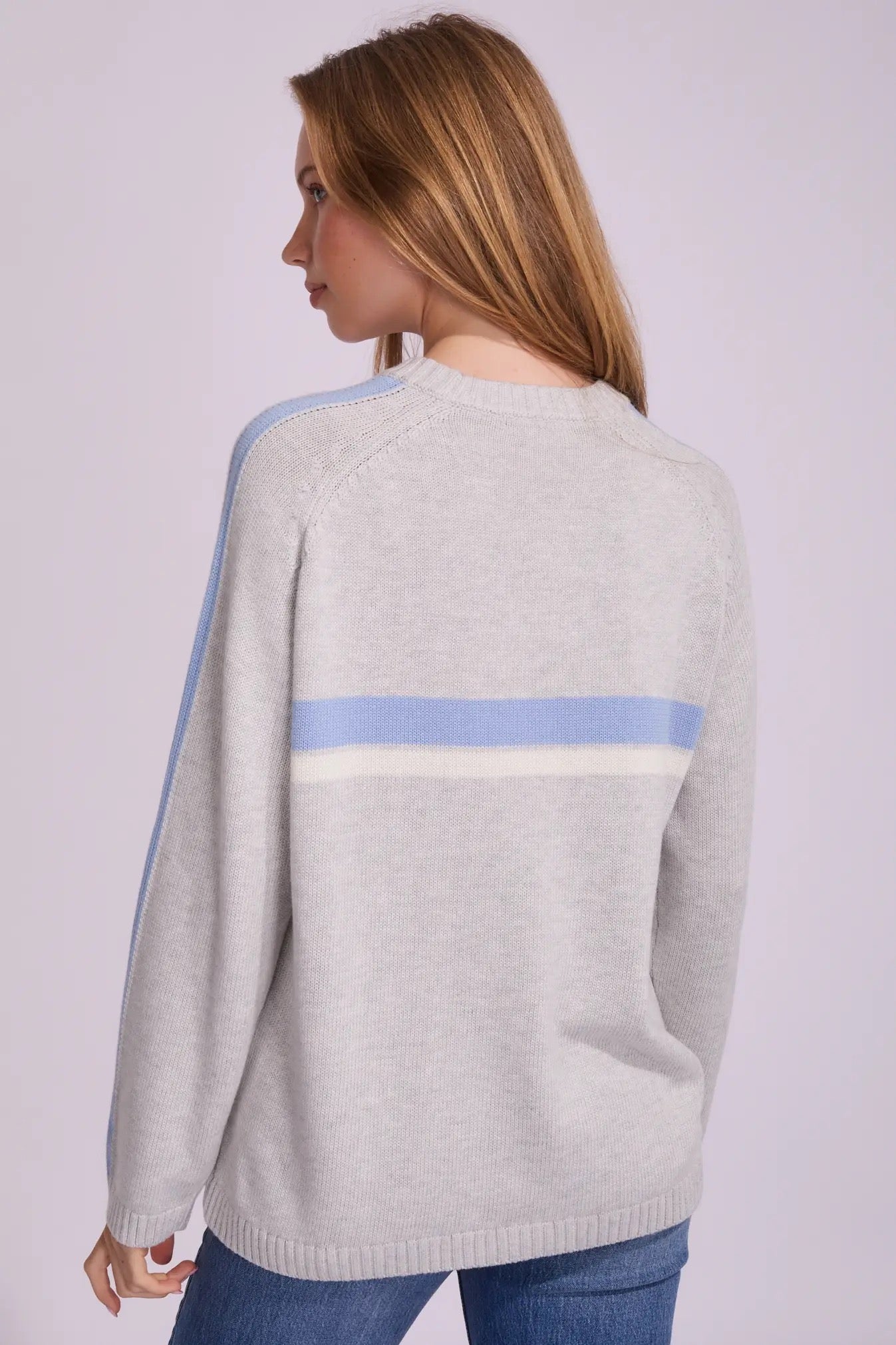 Rusty White Lines Long Sleeve Crew