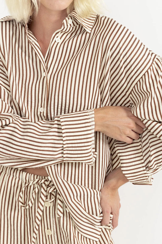 Rhythm COVE STRIPE OVERSIZED LONG SLEEVE SHIRT