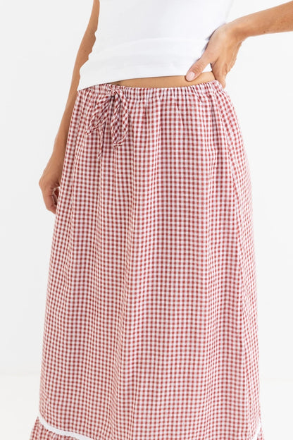 Rhythm LOLA CHECK TIERED MAXI SKIRT