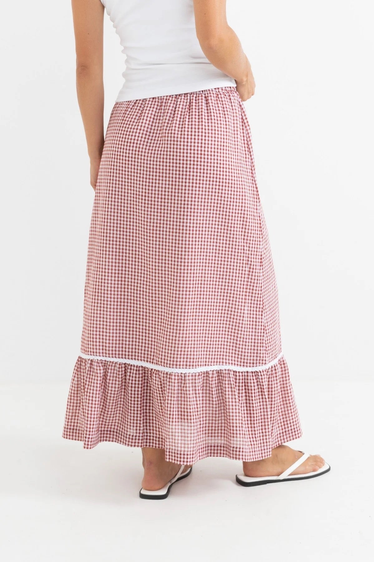 Rhythm LOLA CHECK TIERED MAXI SKIRT
