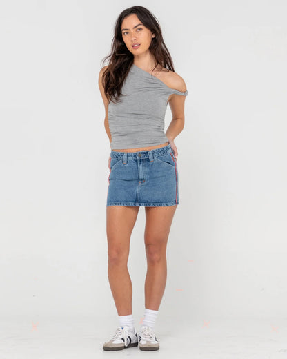 Rusty FLIP MOMMY LOW RISE MINI DENIM SKIRT