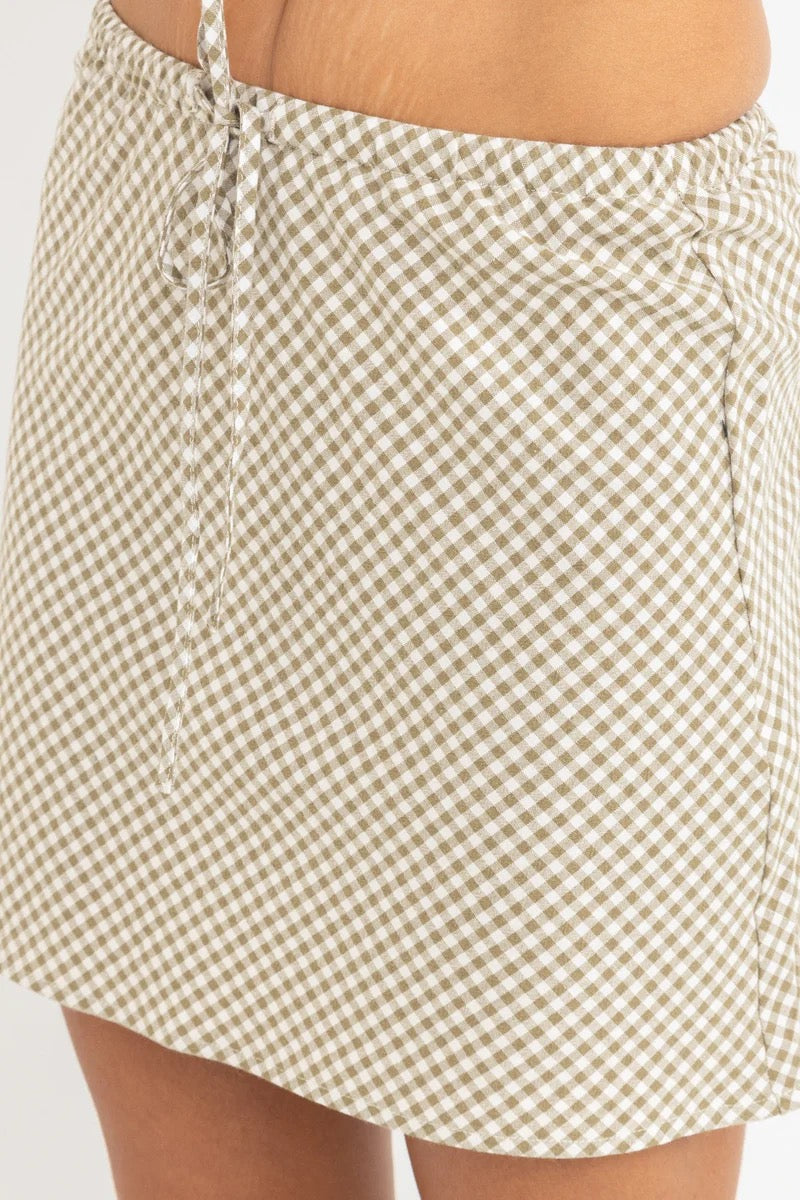LOLA CHECK BIAS CUT MINI SKIRT