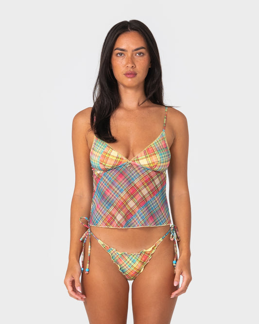 Rusty Check Moi Tankini Cami Top