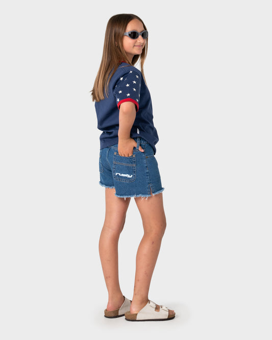 Rusty Penny Kick Flare Denim Short