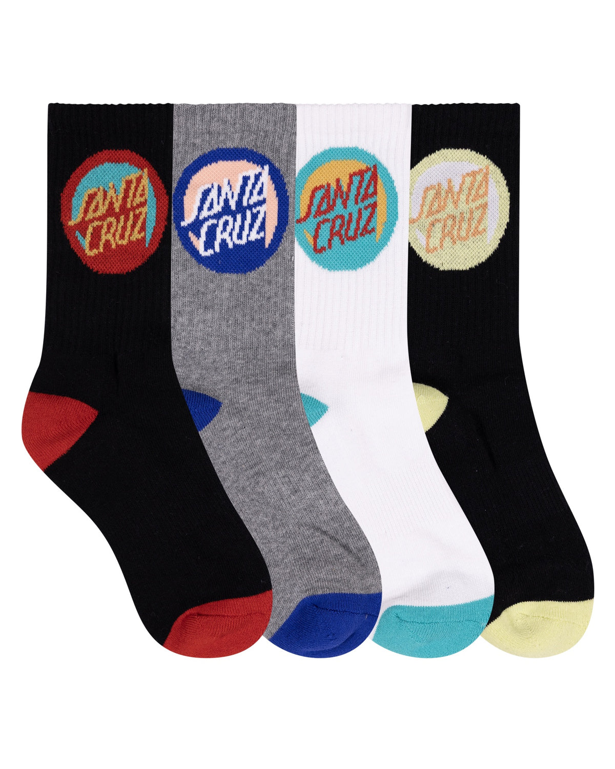 Santa Cruz BOLD SHADOW DOT CREW SOCK 4 PACK
