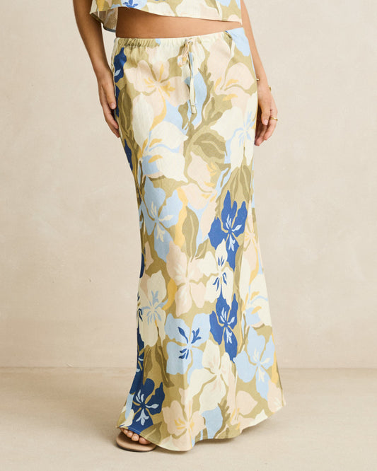 Rhythm Blanca Floral Bias Cut Maxi Skirt