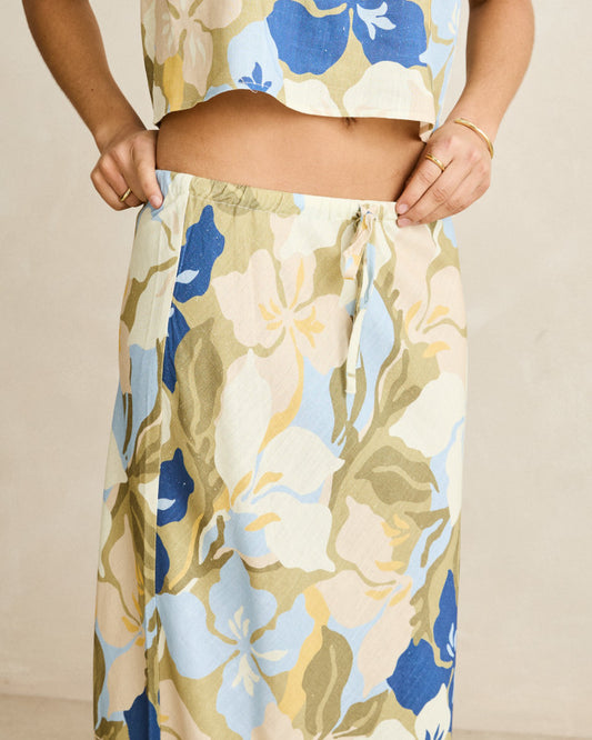 Rhythm Blanca Floral Bias Cut Maxi Skirt