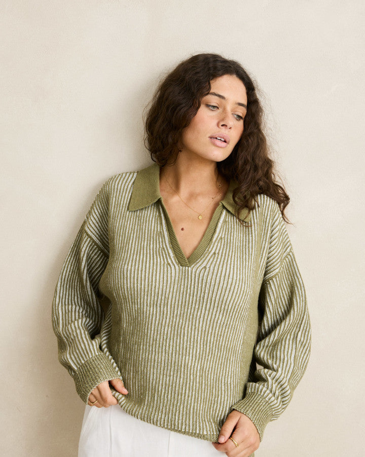 Rhythm Vista Stripe Collared Jumper