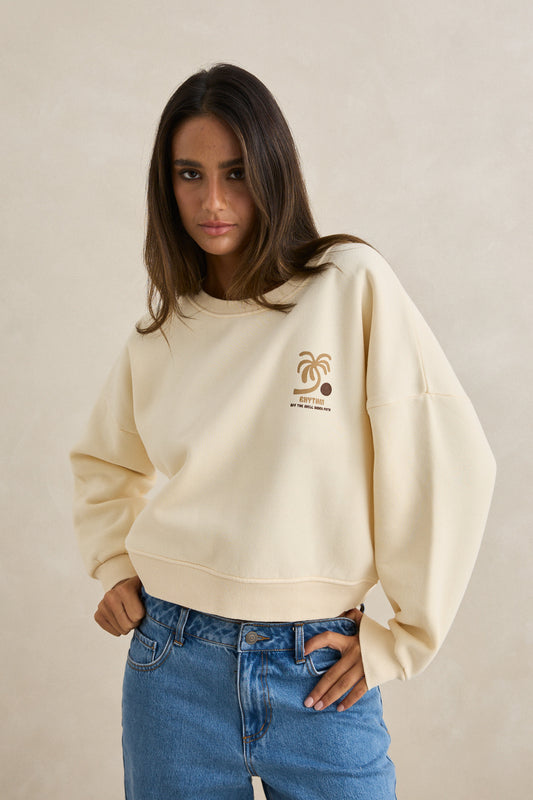 Rhythm Palm Slouchy Crew Neck Fleece