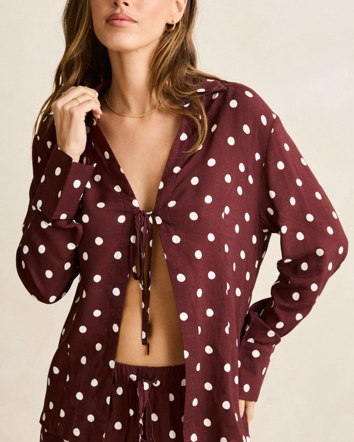 Rhythm Polka Tie Front Shirt
