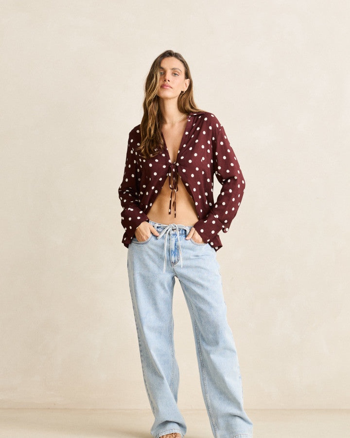 Rhythm Polka Tie Front Shirt