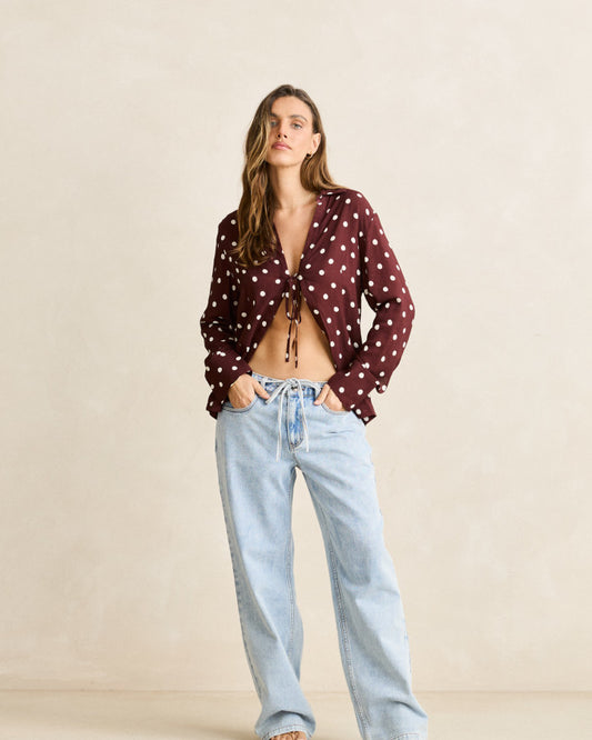 Rhythm Polka Tie Front Shirt