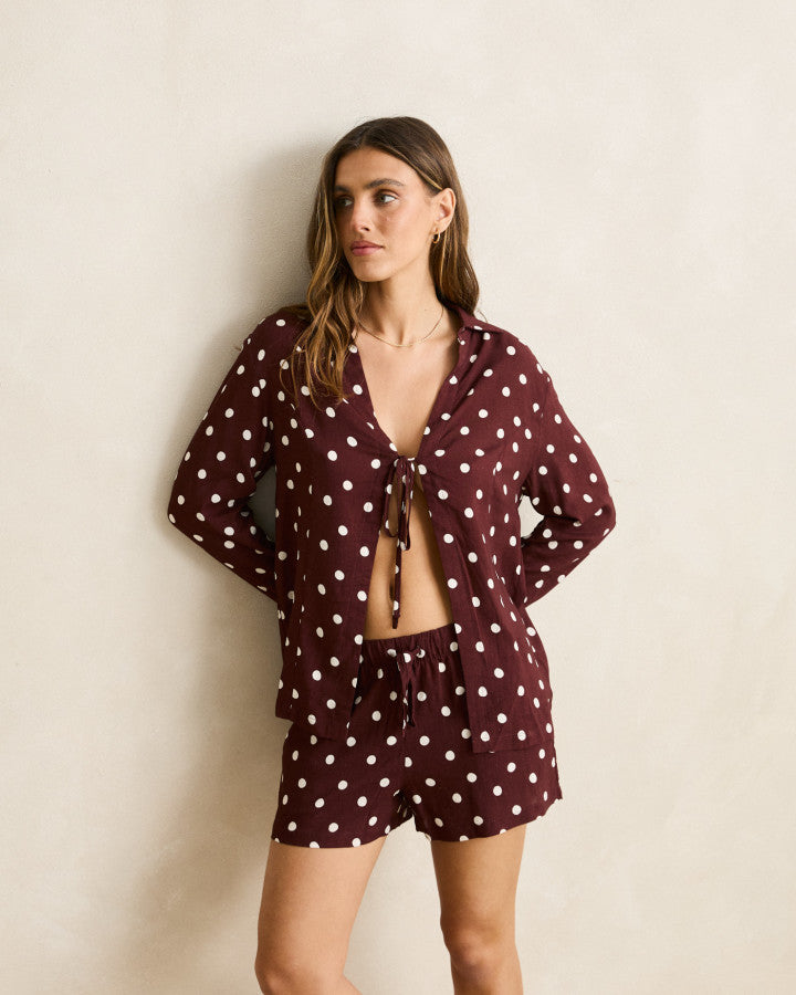 Rhythm Polka Tie Front Shirt