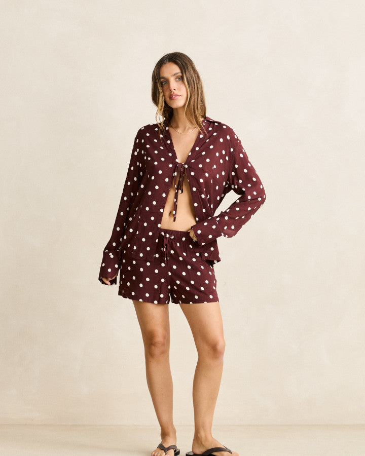 Rhythm Polka Tie Front Shirt