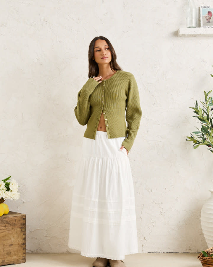 Rhythm Solene Ruffle Midi Skirt
