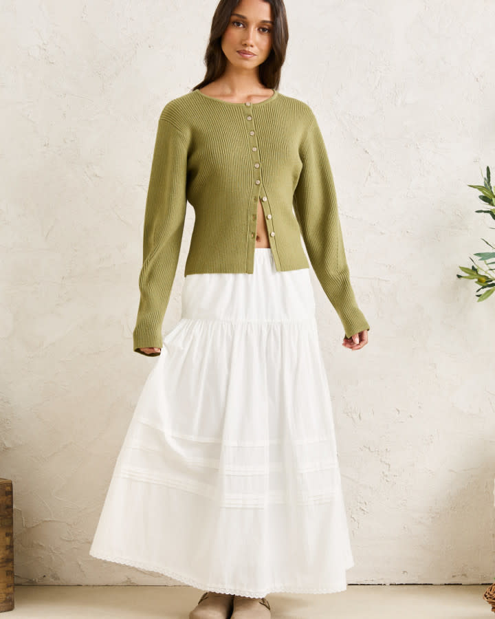 Rhythm Solene Ruffle Midi Skirt