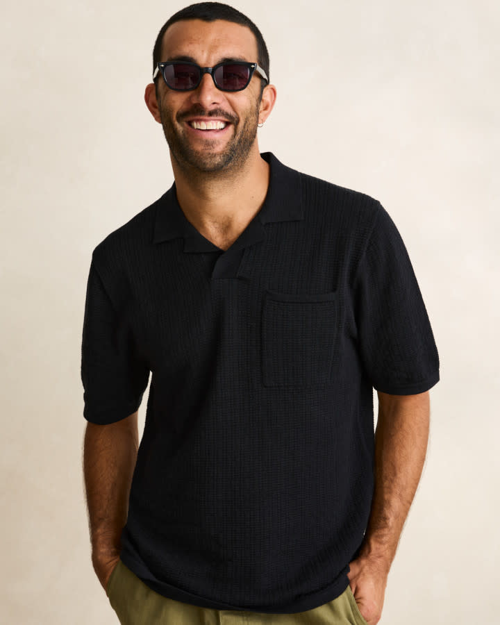 Rhythm Textured Knit Johnny Polo