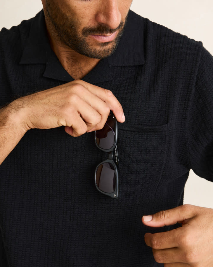 Rhythm Textured Knit Johnny Polo