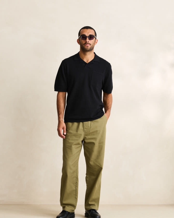 Rhythm Textured Knit Johnny Polo